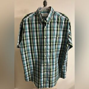 ORVIS Shirt Mens Green Multicolor Plaid Button Down Short SleeveSize XL